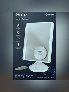 iHome White Vanity Speaker Mirror with Bluetooth